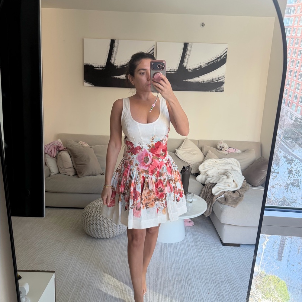 Zimmermann Floral Mini Dress in Pink and Red Sz 1 Nwt - Picture 5 of 7